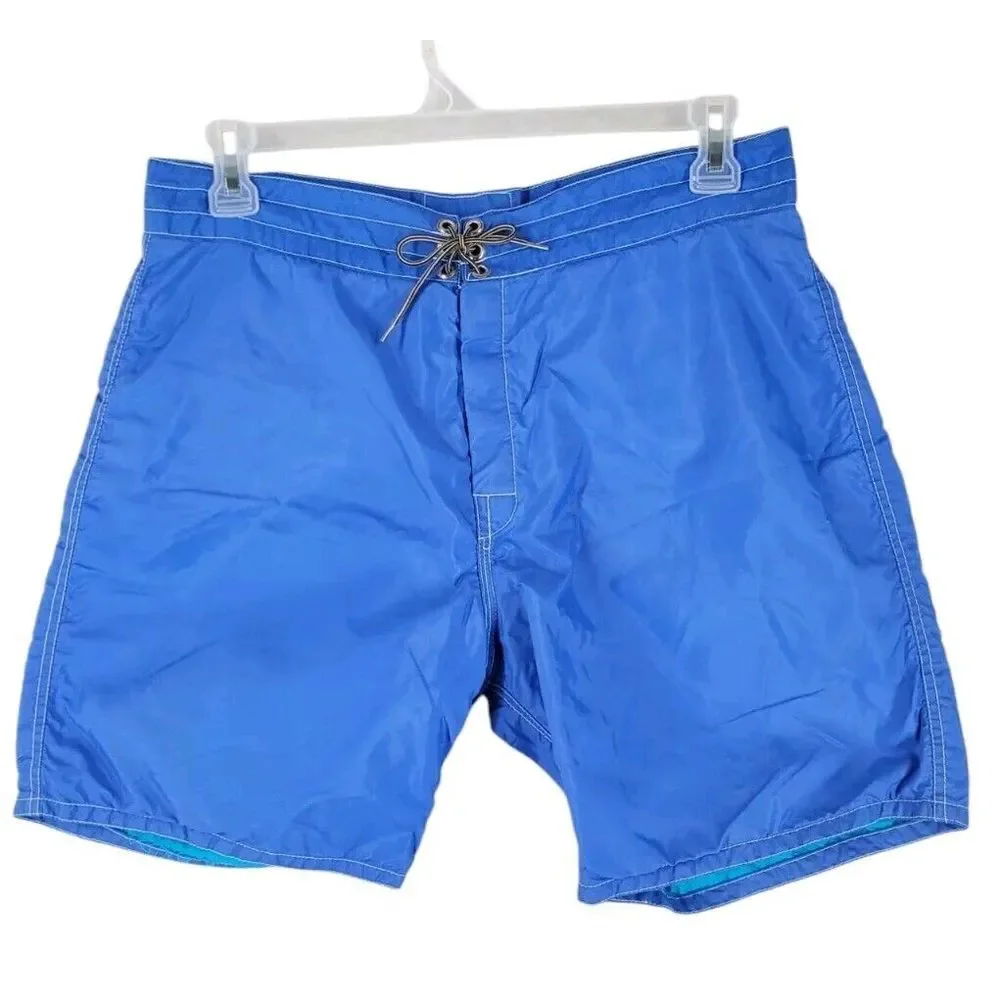 Birdwell Beach Britches Trunks 310 Board Shorts Royal Blue Men 32 Lined 7” USA